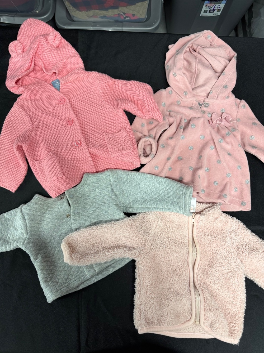 Baby Girl 0-3 Month Outerwear Bundle Pink Hooded Knit Cardigan Sweaters